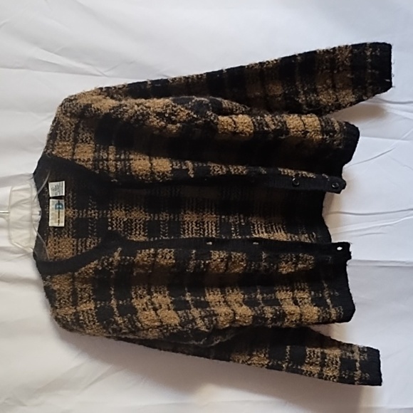 Paul Harris Design black and tan cardigan  mohair/acrylic blend size M - Picture 1 of 4